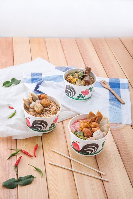 ชามกระดาษ Eco พร้อมฝา 850ml ลายไก่