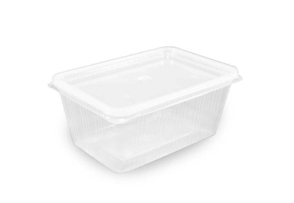 กล่องสี่เหลี่ยมใสใส่อาหาร PP + ฝาปิดขนาด1000ml (1ช่อง) /EPP