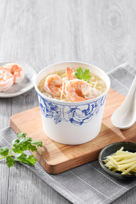 ชามกระดาษ Eco พร้อมฝา 520ml ลายคราม