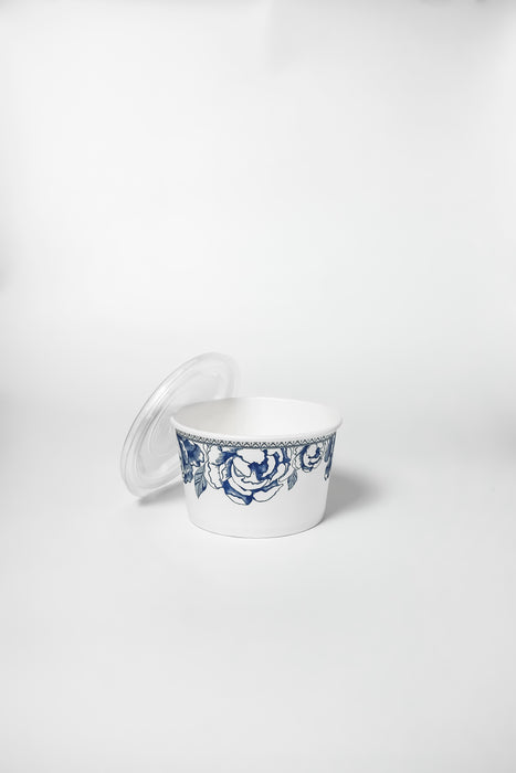 ชามกระดาษ Eco พร้อมฝา 850ml ลายคราม