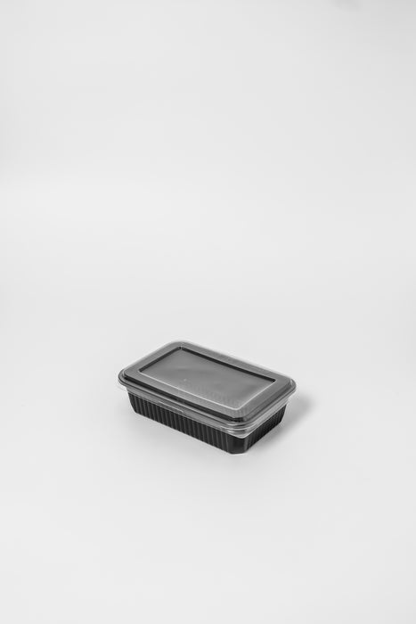 กล่องอาหารพลาสติก 1 ช่อง simple 650ml (ฝาใสไร้ฝ้า) สีดำ