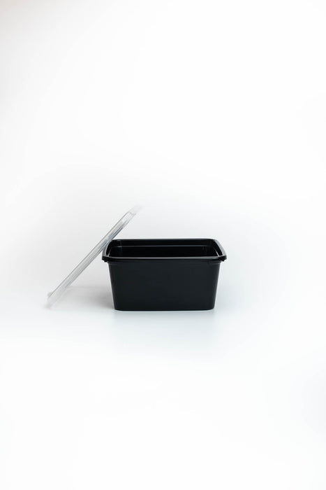 กล่องอาหารพลาสติก premium 450ml ทรงจัตุรัส สีดำ