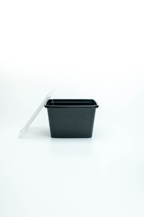 กล่องอาหารพลาสติก premium 650ml ทรงจัตุรัส สีดำ