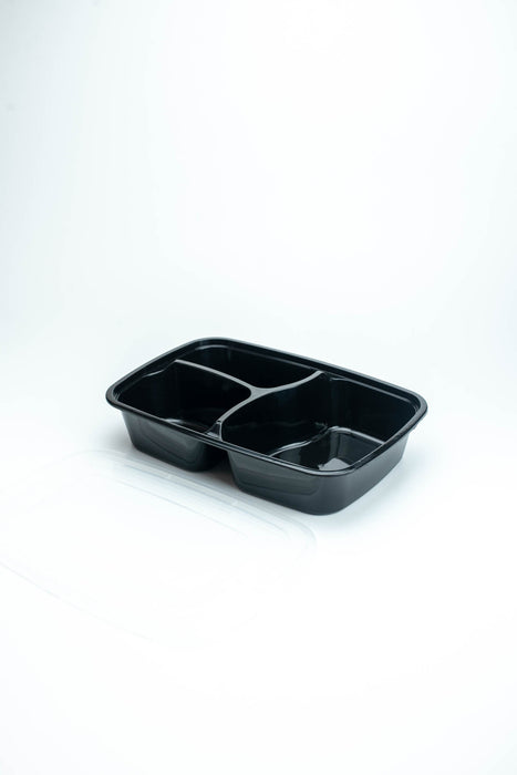 กล่องอาหารพลาสติก 3 ช่อง premium 800ml สีดำ