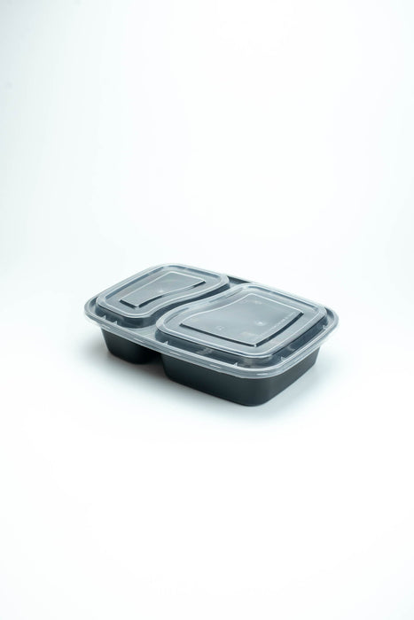 กล่องอาหารพลาสติก 2 ช่อง premium 1000ml สีดำ
