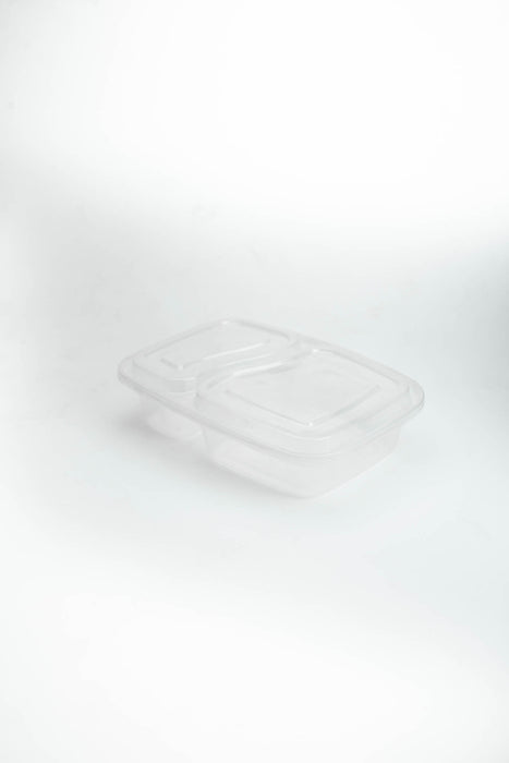 กล่องอาหารพลาสติก 2 ช่อง premium 1000ml สีใส